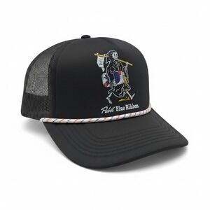 Pabst Blue Ribbon PBR Grim Reaper Trucker Hat Black Snapback Mad Engine Cap NEW